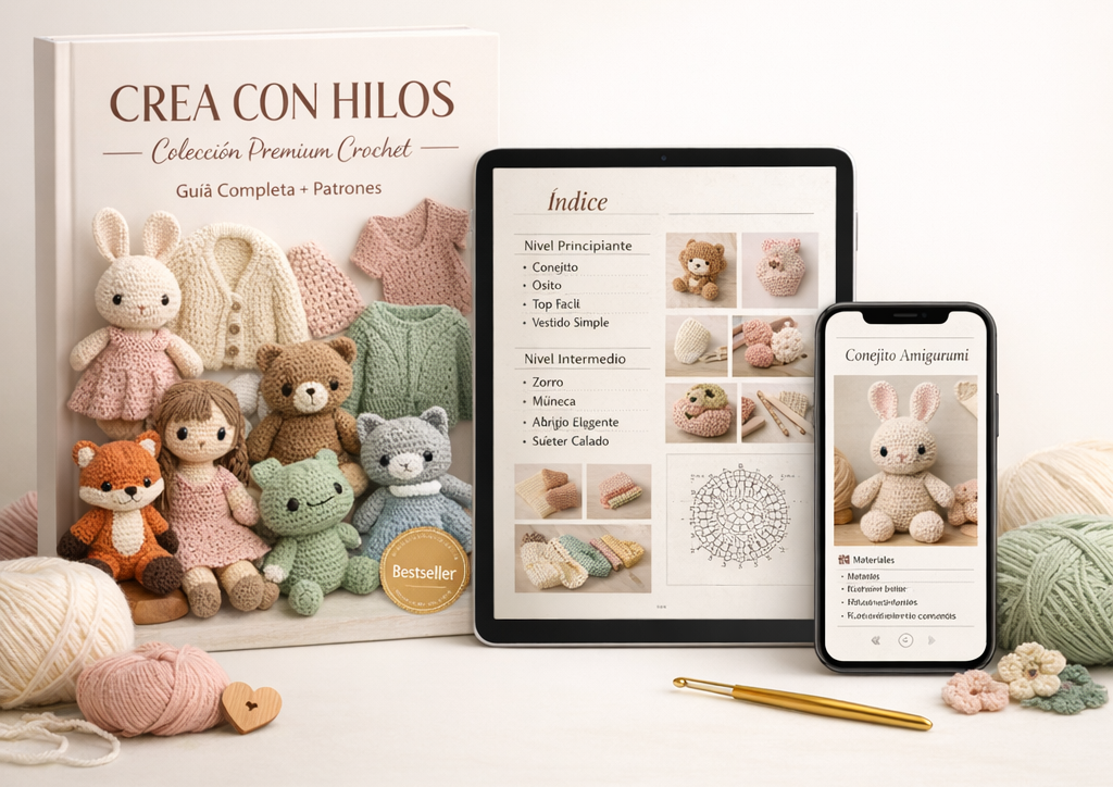 Crea con hilos - Amigurumis que enamoran - Prendas soñadas- 7.000 patrones + 6 bonos gratis